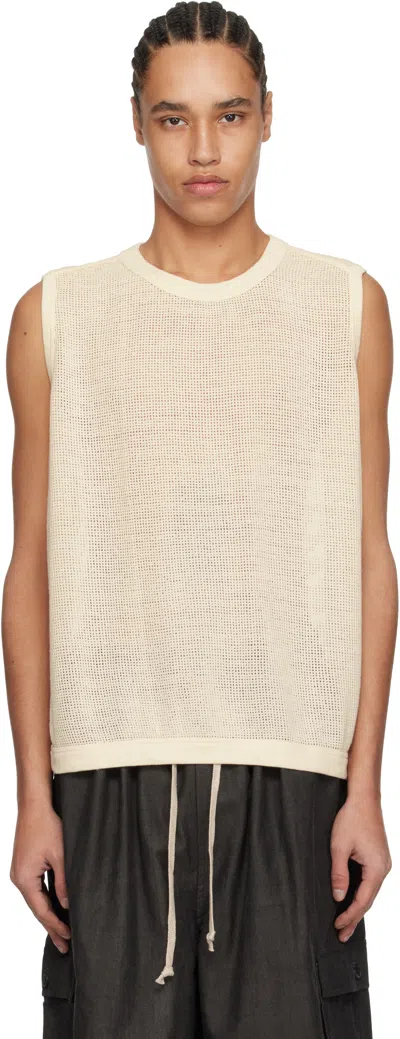 Jan-jan Van Essche Off-white O-project Mesh Jersey Tank Top In Kinari