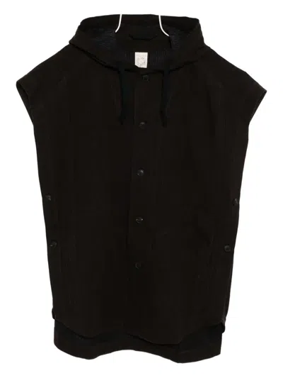 Jan-jan Van Essche Ridged Hooded Gilet In Black