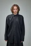 Jan-jan Van Essche Shirt#101 Loose Fit Button-up Dress Shirt Boiled Wo/se Cloth In Black