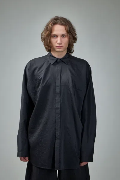 Jan-jan Van Essche Shirt#101 Loose Fit Button-up Dress Shirt Boiled Wo/se Cloth In Black