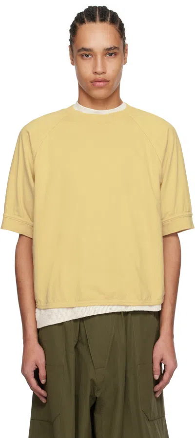 Jan-jan Van Essche Yellow O-project Cotton Hemp Jersey 3/4 Sleeve T-shirt In Dirty Yellow