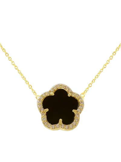 Jan-kou Jankuo Women's 14k Goldplated Brass, Onyx & Cubic Zirconia Necklace