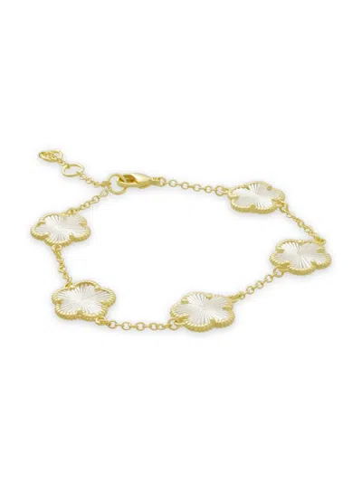 Jan-kou Jankuo Women's 14k Goldplated Engraved Flower Station Bracelet In Brass