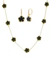 Jan-kou Jankuo Women's 2-piece 14k Goldplated Brass Earring & Necklace Set In Onyx