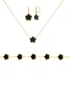 Jan-kou Jankuo Women's 3-piece 14k Goldplated Brass Necklace, Earring & Bracelet Set In Onyx