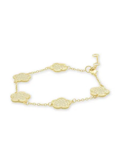 Jan-kou Jankuo Women's Flower 14k Goldplated & Cubic Zirconia Bracelet In Brass