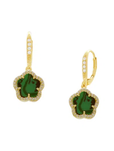 Jan-kou Jankuo Women's Flower 14k Goldplated & Cubic Zirconia Drop Earrings In Emerald