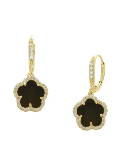 Jan-kou Jankuo Women's Flower 14k Goldplated & Cubic Zirconia Drop Earrings In Onyx