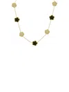 Jan-kou Jankuo Women's Flower 14k Goldplated Cubic Zirconia Station Clover Necklace In Yellow Black