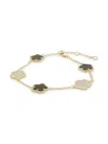 Jan-kou Jankuo Women's Flower Collection 14k Goldplated, Jet Onyx & Cubic Zirconia Bracelet In Onyx