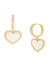 Jan-kou Jankuo Women's Heart 14k Goldplated & Cubic Zirconia Drop Huggie Earrings In Mother Of Pearl
