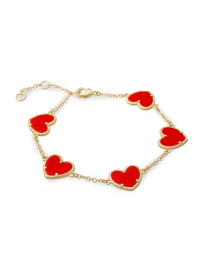 Jan-kou Jankuo Women's Heart 14k Goldplated & Synthetic Coral Bracelet