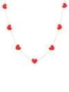 Jan-kou Jankuo Women's Heart 14k Goldplated & Synthetic Coral Station Necklace In Coral