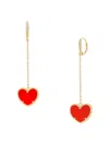 Jan-kou Jankuo Women's Heart 14k Goldplated Drop Huggie Earrings In Coral