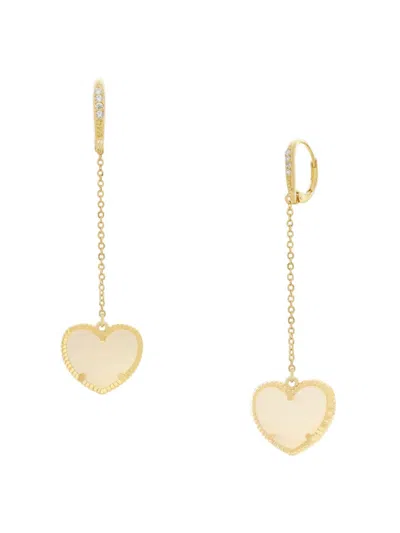 Jan-kou Jankuo Women's Heart 14k Goldplated Drop Huggie Earrings In Mother Of Pearl