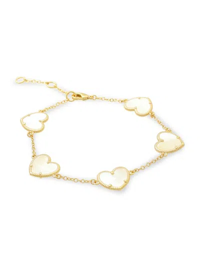 Jan-kou Jankuo Women's Heart 14k Goldplated Mother Of Pearl Bracelet In Brass