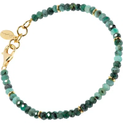 Jan Leslie 18k Gold Gemstone Beaded Bracelet In Green
