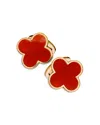 Jan Leslie 18k Gold Vermeil Clover Cufflinks In Red