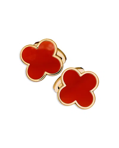 Jan Leslie 18k Gold Vermeil Clover Cufflinks In Red