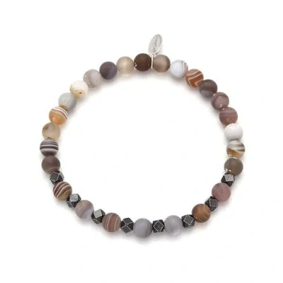 Jan Leslie 6mm Matte Agate Bead With Burnished Silver Bead In Brown