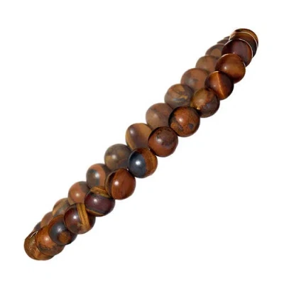 Jan Leslie 6mm Semiprecious Gemstone Beaded Elastic Bracelet In Brown