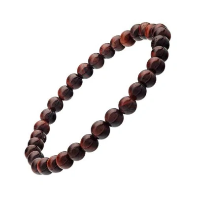 Jan Leslie 6mm Semiprecious Gemstone Beaded Elastic Bracelet In Brown