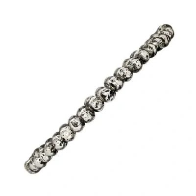 Jan Leslie 6mm Semiprecious Gemstone Beaded Elastic Bracelet In Silver