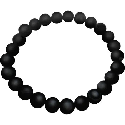 Jan Leslie 8mm Matte Black Onyx Beaded Stretch Bracelet