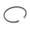 Jan Leslie Adjustable Stainless Steel Twisted Cable Cuff Bracelet In Metallic