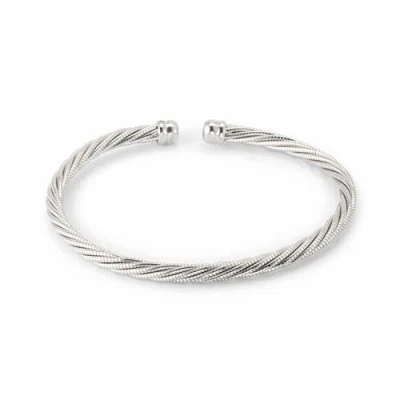 Jan Leslie Adjustable Stainless Steel Twisted Cable Cuff Bracelet In Metallic