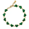 Jan Leslie All Around Heart Bracelet Set In Sterling Silver In Green