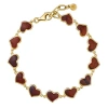 Jan Leslie All Around Heart Bracelet Set In Sterling Silver In Red