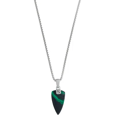 Jan Leslie Azurite Malachite One-of-a-kind Arrow Pendant Sterling Silver Necklace In Green