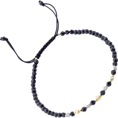 Jan Leslie Black Spinel And Raw Diamond Beaded Pull-cord Bracelet