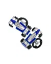 Jan Leslie Blue Race Car Cufflinks In Silver