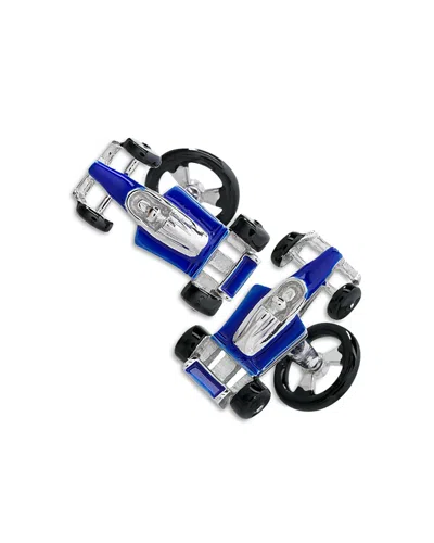 Jan Leslie Blue Race Car Cufflinks In Silver