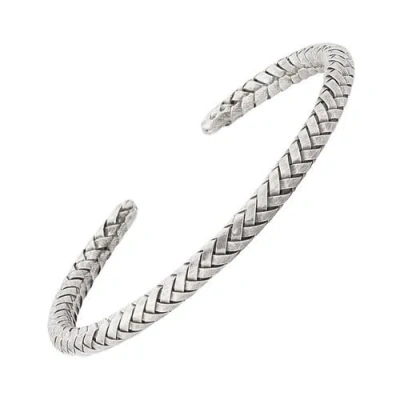 Jan Leslie Braided Leather Bracelet With Race Car Detail In Gray