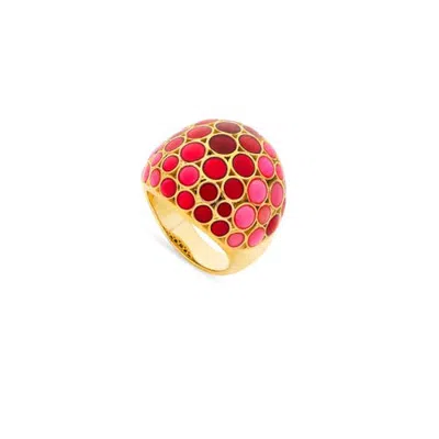 Jan Leslie Bubble Signature Gold Vermeil Ring In Red
