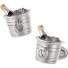 Jan Leslie Champagne Bottle On Ice Sterling Cufflinks In Metallic