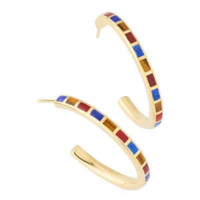 Jan Leslie Dash Hoop Earring Set In Sterling With 18k Gold Overlay