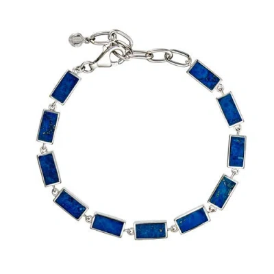 Jan Leslie Dash Rectangle Link Bracelet In Blue