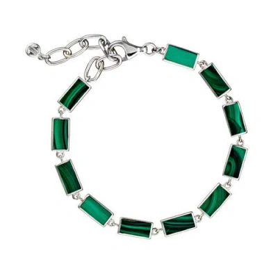 Jan Leslie Dash Rectangle Link Bracelet In Green