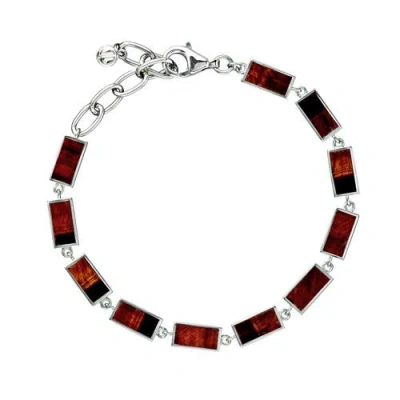 Jan Leslie Dash Rectangle Link Bracelet In Brown