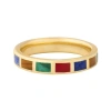 Jan Leslie Dash Ring Set In Sterling With 18kt Gold Overlay In Green