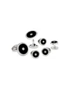 Jan Leslie Diamond And Onyx Round Cufflinks And Studs Set In Metallic