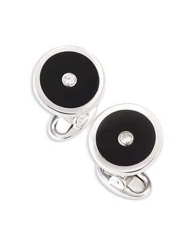 Jan Leslie Diamond And Onyx Round Cufflinks In Black