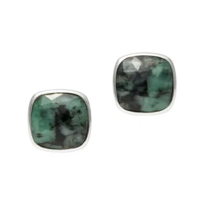 Jan Leslie Faceted Emerald Sterling Cufflinks In Green