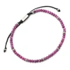 Jan Leslie Faceted Gemstone Bracelet With Black Pull Cord In Pink