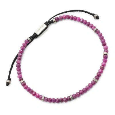 Jan Leslie Faceted Gemstone Bracelet With Black Pull Cord In Pink