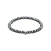 Jan Leslie Faceted Hematite Gemstone With Skull Stretch Bracelet In Gray